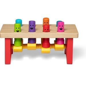 Melissa & Doug Deluxe Pounding Bench Wooden Preschool Learning Toy with Mallet